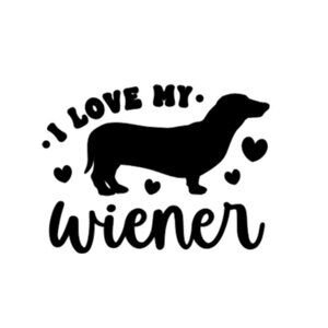 i love my wiener dog hearts animal vinyl decal sticker 5"